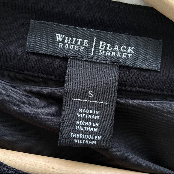 WHITE HOUSE BLACK MARKET BLACK/WHITE STRIPED DRESS W/ METAL/CUTOUT NECKLINE, S - Picture 8 of 10